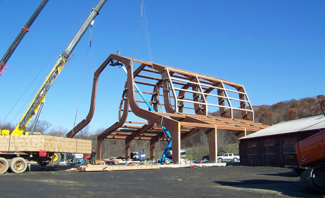 Barn Raising with glulam beams