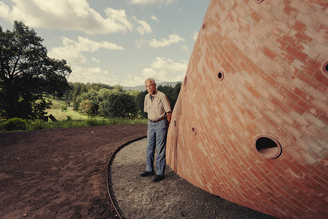 Martin Puryear next to his sculpture at Storm King park in NY.