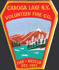 Caroga Lake Volunteer Fire Company patch featuring mountains and lake.