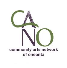 Logo of the Community Arts Network of Oneonta (CANO) with artistic letters.